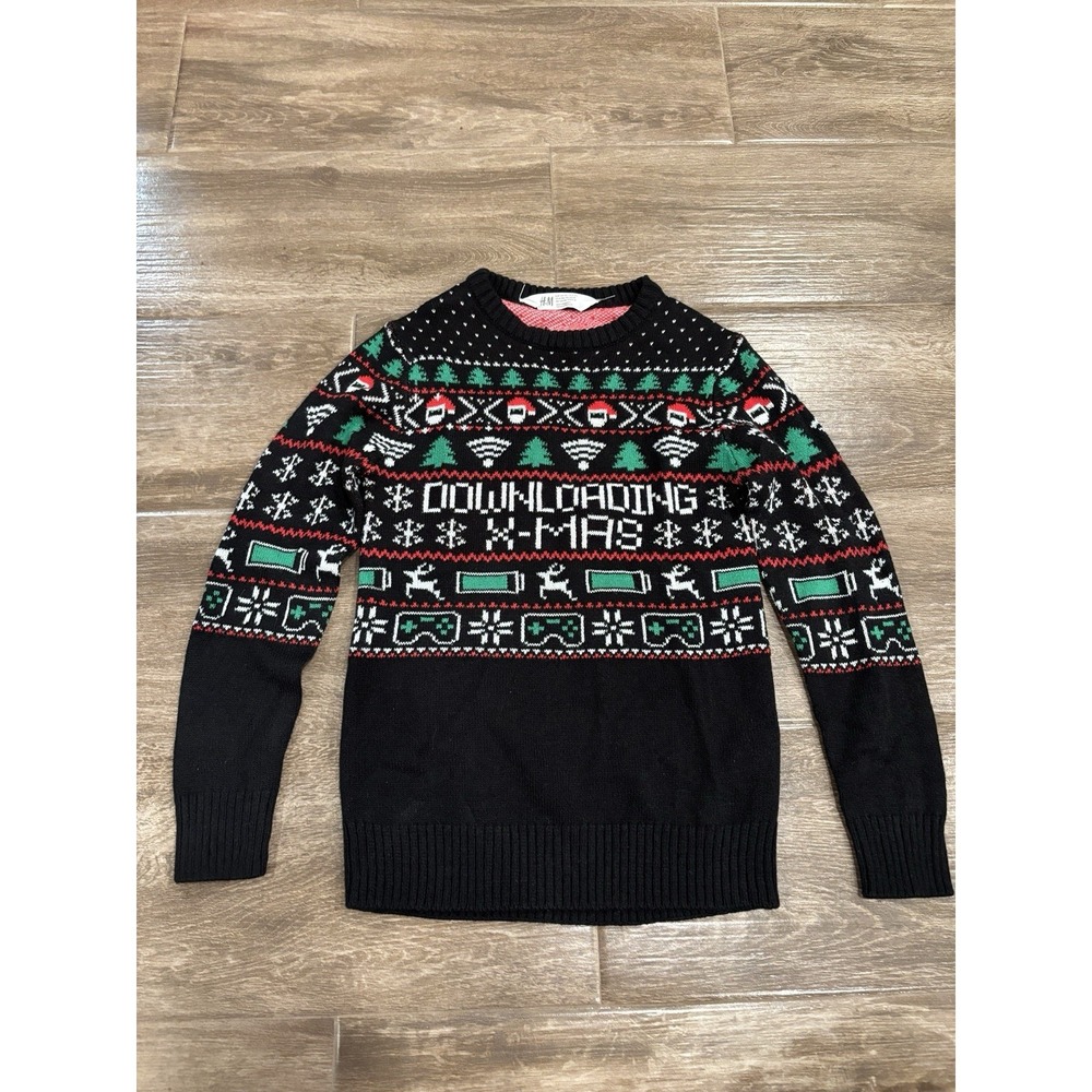 Boys Video Game Christmas Sweater Size 9-10‎ Long Sleeve Knot Crew Neck Funny